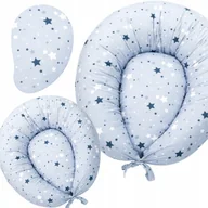 Łóżeczka i kojce - NIEBIESKI KOJEC W GWIAZDKI WYPOCZYNEK DLA DZIECKA NOWORODKA PODUSZKA ŁÓŻKO - miniaturka - grafika 1