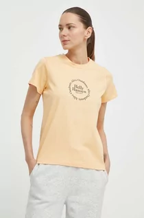 Koszulki sportowe damskie - Helly Hansen t-shirt bawełniany damski kolor żółty - grafika 1