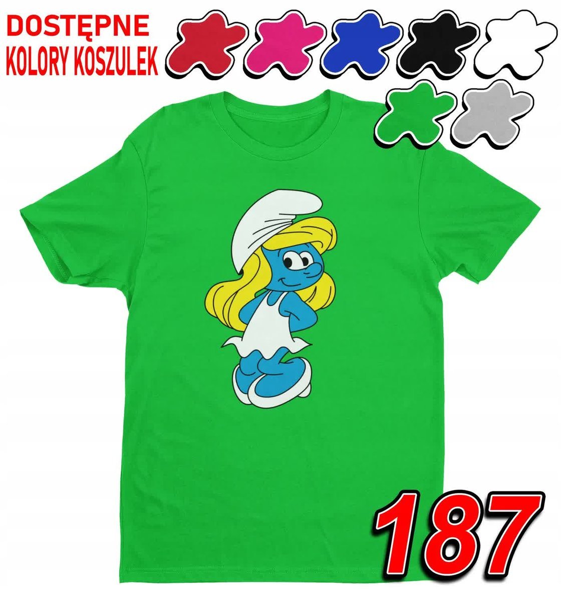 Dziecięca Koszulka T-Shirt Z Nadrukiem Duży Wybór Smerfetka -M 134-140