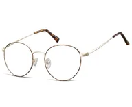 Okulary korekcyjne, oprawki, szkła - Okulary Lenonki okrągłe Oprawki optyczne 915H złoto-panterkowe - miniaturka - grafika 1