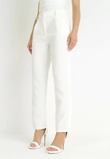 Spodnie damskie - Białe Spodnie Regular Fohan - grafika 1