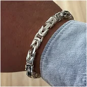 Bransolety męskie - ELEGANCKA SREBRNA BRANSOLETKA MĘSKA SPLOT KRÓLEWSKI SZEROKA 7 MM + GRATISY - miniaturka - grafika 1