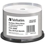 Nośniki danych - Verbatim CD-R 700MB x52 50szt WIDE SILVER THERMAL NO ID - miniaturka - grafika 1
