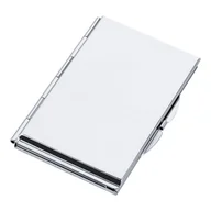 Portfele - Elegancki Metalowy Srebrny Wizytownik  Dwustronny - miniaturka - grafika 1