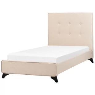 Beliani Łóżko beżowe tapicerowane ze stelażem 90x200 cm AMBASSADOR - Łóżka - miniaturka - grafika 1