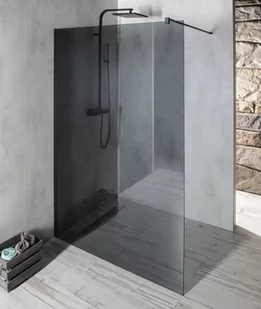 GELCO Kabina prysznicowa narożna VARIO BLACK WALK IN 80x200 profil czarny mat szkło dymione z powłoką Coated Glass bez wspornika GX1380GX1014 - Kabiny prysznicowe - miniaturka - grafika 1