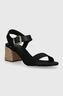 Sandały damskie - Tommy Hilfiger sandały BLOCK MID HEEL SANDAL kolor czarny FW0FW08075 - miniaturka - grafika 1