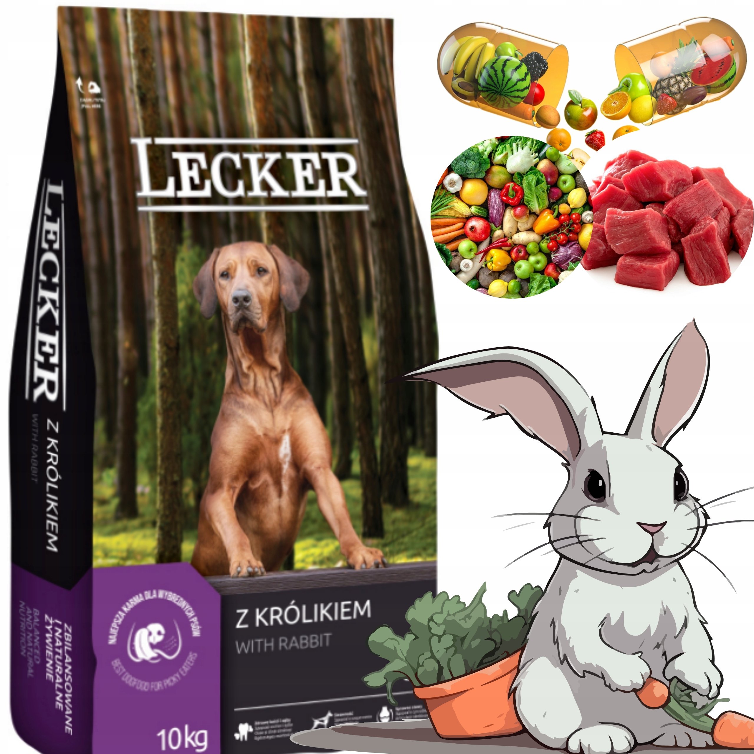 Karma dla psa LECKER Królik 10 kg