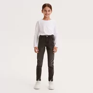 Spodnie i spodenki dla dziewczynek - Reserved - Elastyczne jeansy slim - Czarny - miniaturka - grafika 1