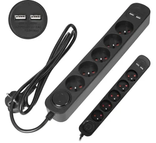 Przedłużacz 1,5 m Płaska Wtyczka 5 Gniazd + 2 xUSB - Przedłużacze i rozgałęźniki - miniaturka - grafika 1