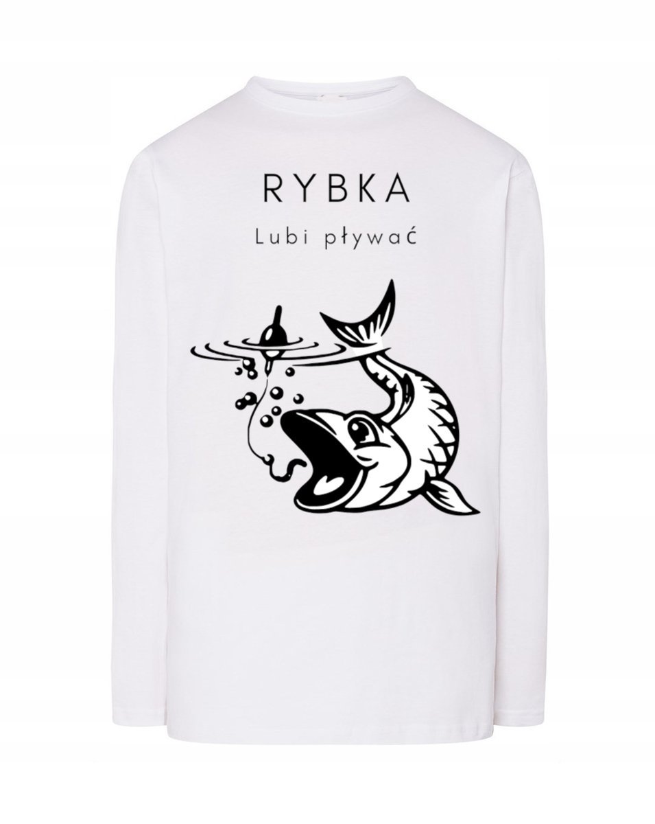 Longsleeve męski nadruk RYBKA LUBI PŁYWAĆ r.XS
