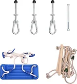 Place zabaw - Huśtawka vidaXL Huśtawka z drabinką linową, niebieska, 37x15 cm, PE - miniaturka - grafika 1