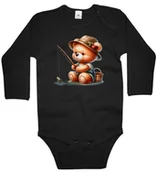 Body dla niemowląt - Body dziecięce Pluszowy Miś Wędkarz Łowiący Rybę Dzień Misia 98/104 - miniaturka - grafika 1