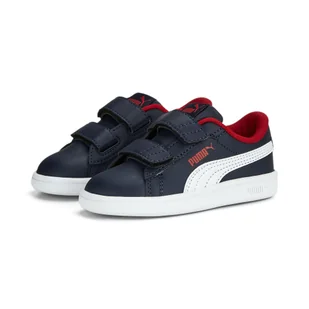 Niemowlęce skórzane sneakersy Smash 3.0 V PUMA Navy White For All Time Red Blue - Buty trekkingowe dziecięce - miniaturka - grafika 1