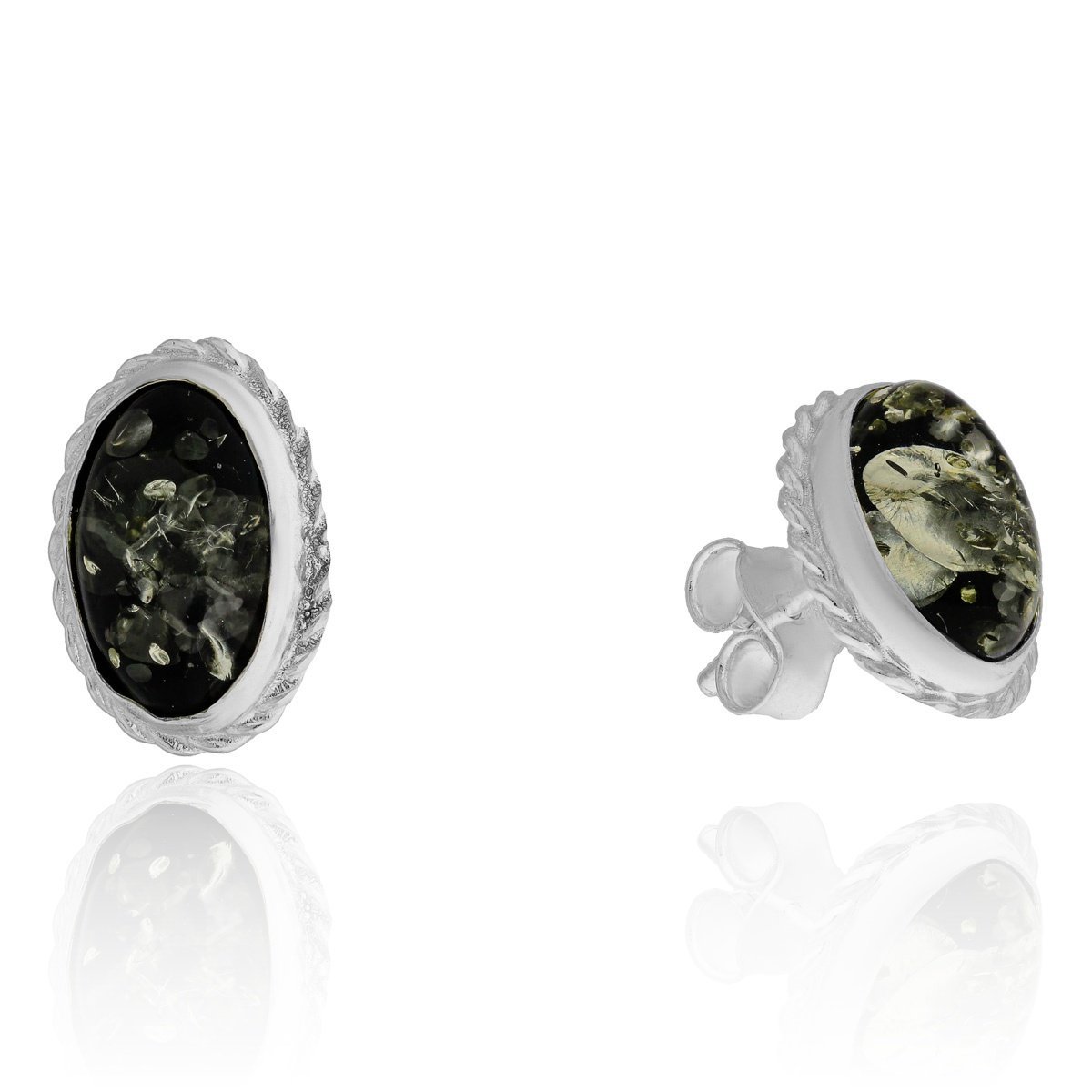 Srebrne kolczyki z bursztynem sztyft pr. 925