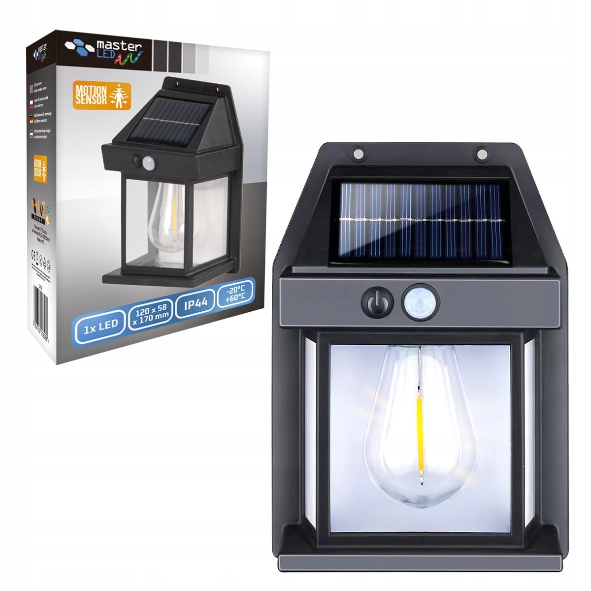 Lampa Solarna Halogen Kinkiet LED Reflektor Z Czujnik Ruchu Zmierzchu