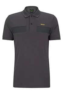 BOSS Paule 2 męska koszulka polo z mieszanki bawełny z taśmą w paski, ciemnoszary, S - Koszulki męskie - miniaturka - grafika 1