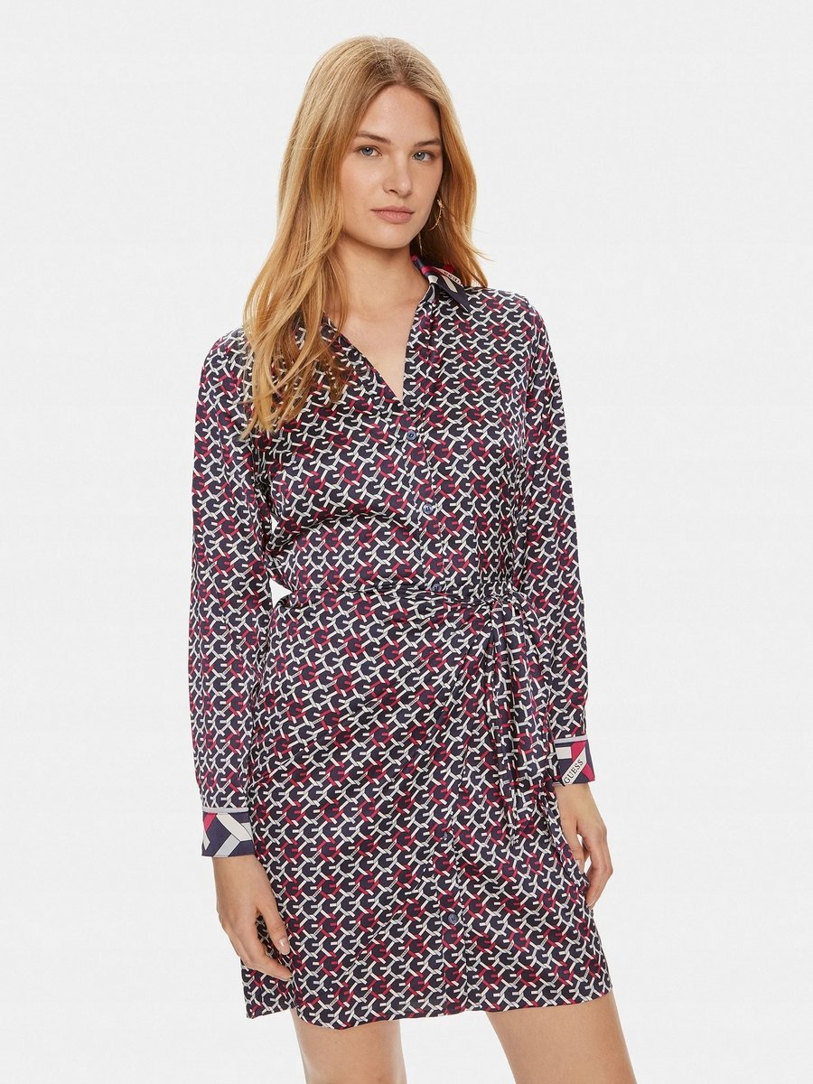 GUESS KOSZULOWA SUKIENKA MINI W GEOMETRYCZNY PRINT M GŁA