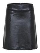 Spódnice - SELECTED FEMME Damska spódnica skórzana Slfnew Ibi Mw Leather Skirt B Noos, czarny, 40 - miniaturka - grafika 1