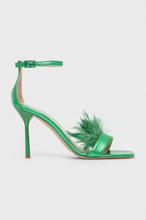 Sandały damskie - Liu Jo sandały skórzane Camelia Leonie Hanne kolor zielony - grafika 1