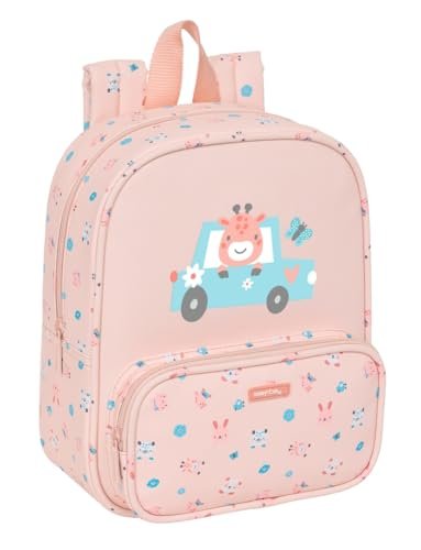 Safta PREESCOLAR JIRAFA - Plecak przedszkole, dostosowany do wózka, łatwy do czyszczenia, idealny dla dzieci w różnym wieku, wygodny i wszechstronny, jakość i wytrzymałość, 22 x 10 x 27 cm, koral, M,