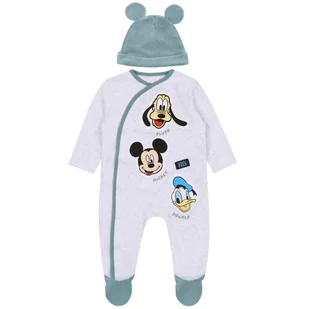 Szary chłopięcy pajacyk + czapka Myszka Mickey i Przyjaciele DISNEY, certyfikat OEKO-TEX 6-9 m 74 cm - Pajacyki dla niemowląt - miniaturka - grafika 1