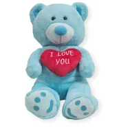 Maskotki i pluszaki - Duży misiek miś z czerwonym serduszkiem 70 cm niebieski z sercem I LOVE YOU - miniaturka - grafika 1