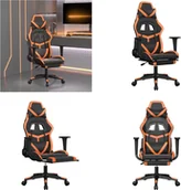 Fotele gamingowe - vidaXL Fotel gamingowy z masażem i podnóżkiem czarny pomarańczowy sztuczna skóra - Fotel gamingowy - Fotele gamingowe - Fotel biurowy - Krzesło - miniaturka - grafika 1