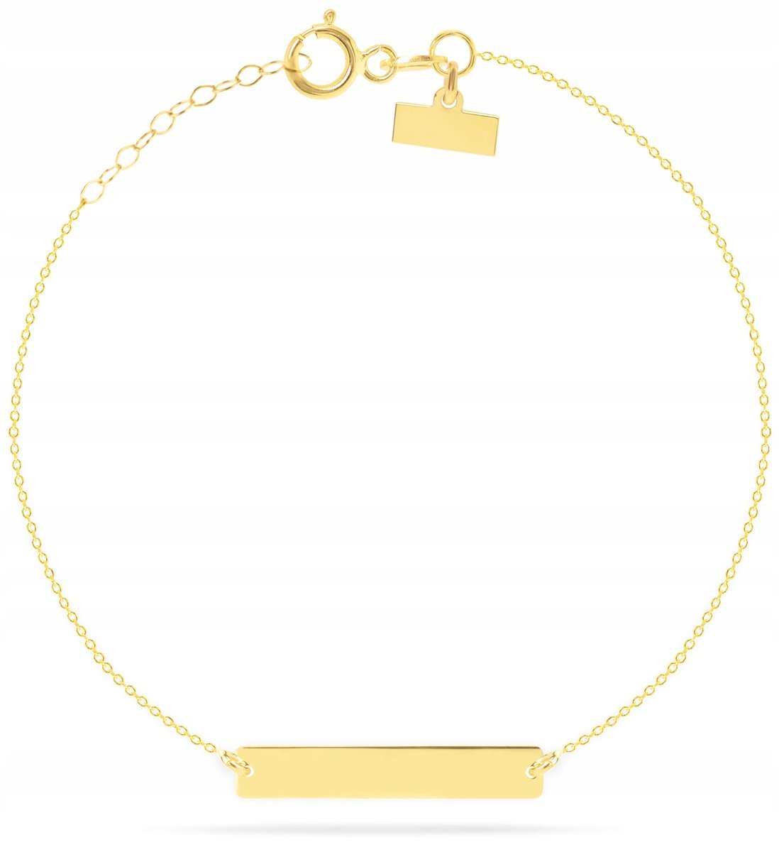 ZŁOTA BRANSOLETKA BLASZKA PROSTOKĄTNA 585 GRAWER