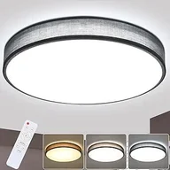 Oprawy, klosze i abażury - ZMH Lampa sufitowa LED do salonu ściemnialna z pilotem Ciemnoszara okrągła lampa z kloszem z tkaniny Nowoczesna lampa sufitowa do kuchni przedpokoju Średnica 38 - miniaturka - grafika 1