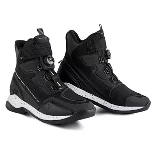 SHIMA TAKESHI Buty motocyklowe dla mężczyzn – wzmocnione buty do jazdy konnej ulicy z systemem zamykania ATOP, podparcie kostki, antypoślizgowa podeszwa, uchwyt zmiany biegów (czarne, 45) - Buty motocyklowe - miniaturka - grafika 1