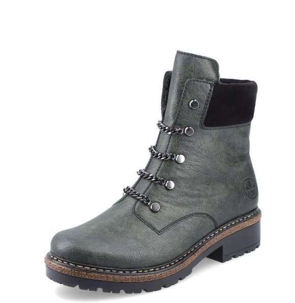 Rieker Botki Damskie Ocieplane Zielone 36 Ż_a