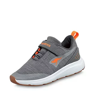 Buty dla dziewczynek - KangaROOS Unisex Kb-hook Ev Sneaker buty dziecięce, szary - Steel Grey Neon Orange 2125-31 EU - grafika 1