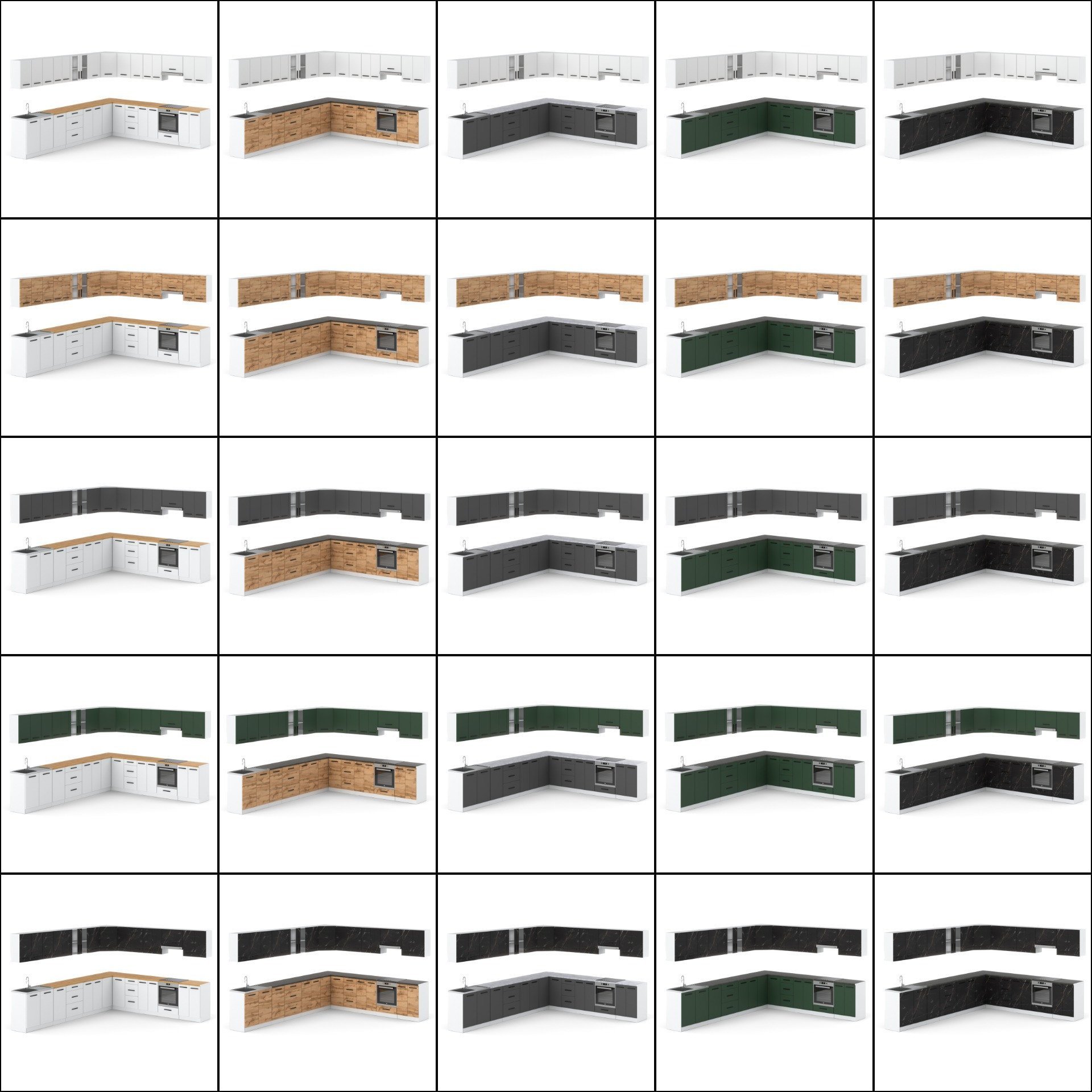 Kuchnia Nowoczesna Narożna Modułowa Blat 6.8m Biała Wotan Butelkowa Zieleń
