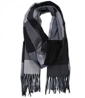 Apaszki i szaliki damskie - Szal szalik Chusta frędzle ciepły w kratę miękki gładki 180x70 cm - miniaturka - grafika 1