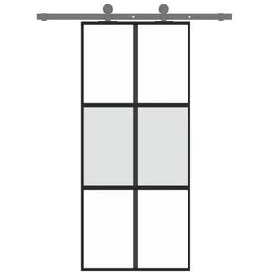Drzwi przesuwne, czarne, 90x205 cm, szkło hartowane, aluminium 8721012120457 - Drzwi wewnętrzne - miniaturka - grafika 4