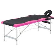 Stoły i łóżka do masażu - VidaXL 2-strefowy, składany stół do masażu, aluminium, czarno-różowy - miniaturka - grafika 1