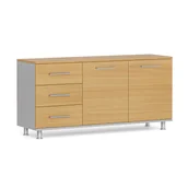 Szafki biurowe - Szafka dostawna do biurka PRIMO, lewa, szary / buk - miniaturka - grafika 1