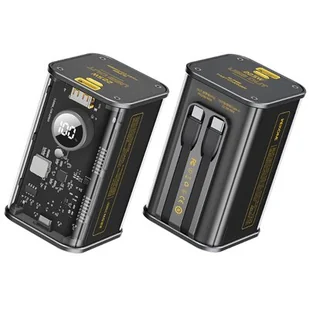 WEKOME WP-347 Vanguard Series - Power bank 20000 mAh Super Fast Charging z wbudowanym kablem USB-C PD 20W & Lightning + USB-A QC3.0 22.5W (Czarny) - Powerbanki - miniaturka - grafika 1