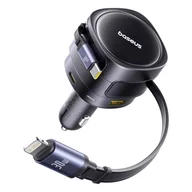 Ładowarki samochodowe - Baseus ładowarka samochodowa PD 1x USB-C 1x USB 90W + kabel USB-C - Lightning czarna - miniaturka - grafika 1