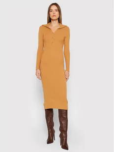 Yas Sukienka dzianinowa Cilla 26026459 Żółty Slim Fit - Sukienki - miniaturka - grafika 1