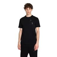 Koszulki męskie - Armani Exchange Męski t-shirt Slim Fit Ax Eagle Tee, czarny, L - miniaturka - grafika 1