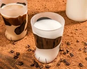 Szklanki - Szklanka KOCIA ŁAPKA czarno-brązowa - miniaturka - grafika 1