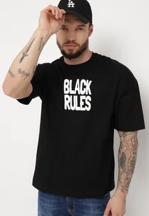 Czarna Bawełniana Koszulka T-shirt z Nadrukiem po Obu Stronach Daven - Koszulki męskie - miniaturka - grafika 1