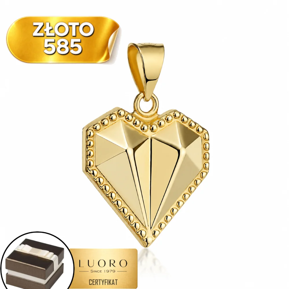 ZAWIESZKA ZŁOTA 585 14K GEOMETRYCZNE SERCE 2,2 CM ELEGANCKA DELIKATNA