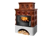 Piece wolnostojące - ABX Piecyk kaflowy Karelie biały cokół - Brązowy - miniaturka - grafika 1