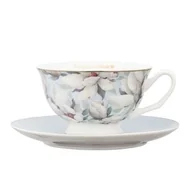 Filiżanki - Filiżanka porcelanowa ze spodkiem 220 ml w magnolie błękitny - miniaturka - grafika 1