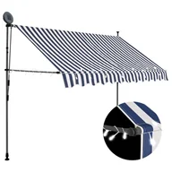 Markizy - vidaXL Ręcznie zwijana markiza z LED, 250 cm, niebiesko-biała vidaXL - miniaturka - grafika 1