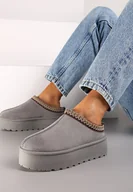 Śniegowce damskie - Szare Śniegowce na Grubej Podeszwie z Niską Cholewką Lotitha - miniaturka - grafika 1