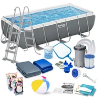 Baseny ogrodowe - Basen ogrodowy stelażowy 404x201x100 cm zestaw 18w1 Bestway 56441 - miniaturka - grafika 1